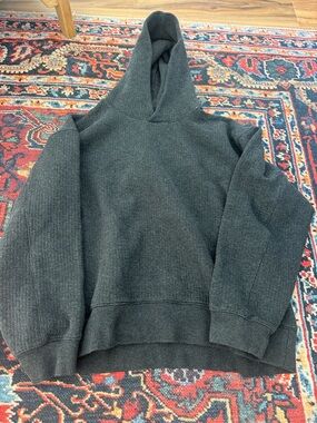 Abercrombie YPB Men's Dark Gray Ribbed Hoodie Sweater